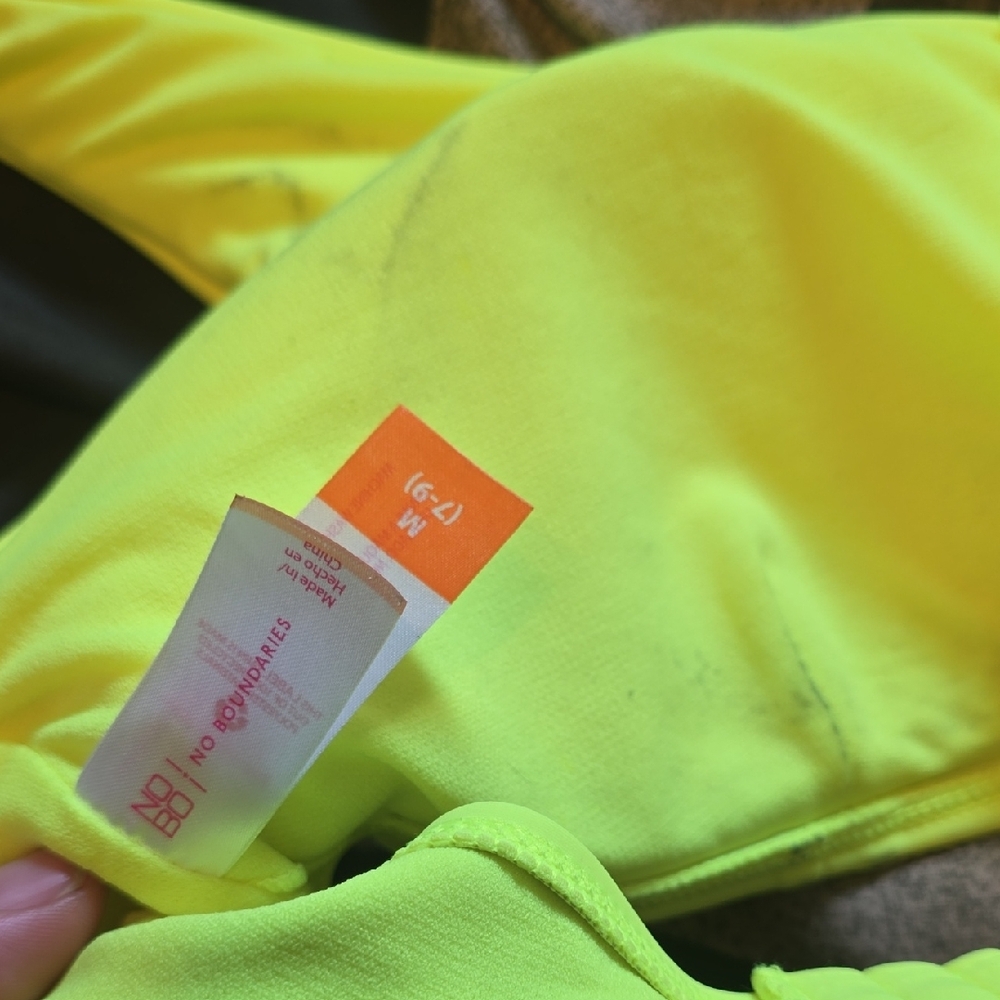 No Boundaries Neon Yellow Swim Top with Front Tie New Wot Medium - Picture 4 of 5